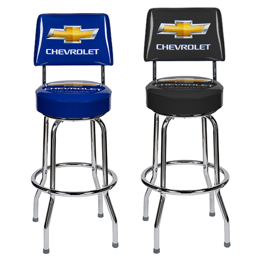 GOLD BOWTIE CHEVROLET COUNTER STOOL W/BACK Ralph White Merchandising