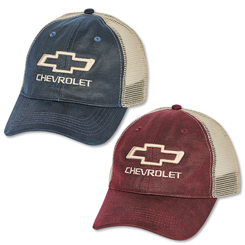 CHEVROLET BOWTIE WEATHERED CANVAS MESH BACK CAP Ralph White